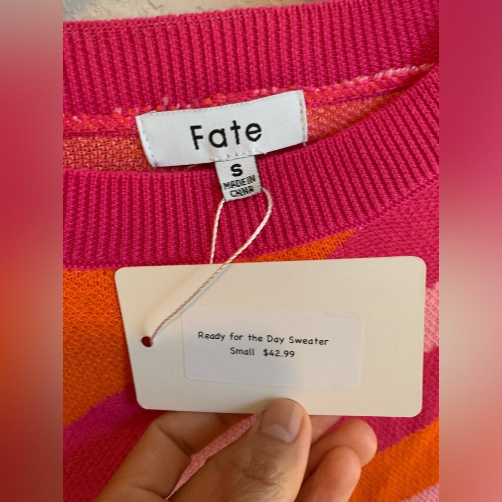 Fate Pink, Hot Pink & Orange Striped Knit Top - Picture 4 of 16